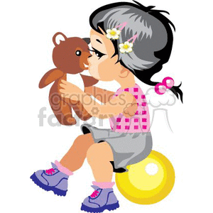 Preschool Girl Kissing Teddy Bear