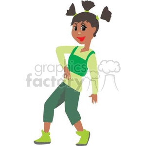 A Young Girl in Green Dancing