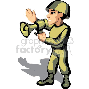 Cartoon Soldier with Megaphone