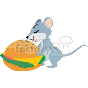 Cartoon Mouse with Giant Burger