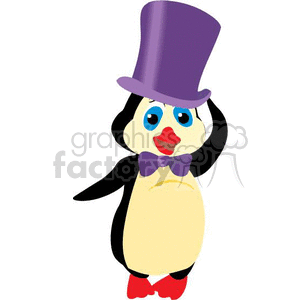 Cartoon Penguin with Top Hat - Cute Antarctic Animal