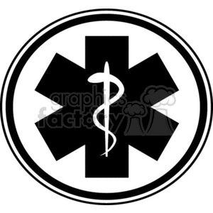 This clipart image features the Star of Life symbol, a six-pointed star with a Rod of Asclepius in the center, commonly associated with emergency medical services.
