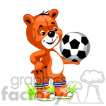 Teddy bear playing soccer.