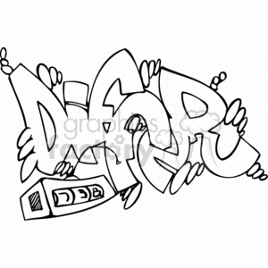 A black and white clipart image featuring the word 'Differ' stylized in graffiti art. The word is surrounded by abstract shapes and lines typical of street art. There is a spray can depicted at the bottom left corner.