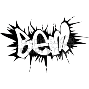 A black and white clipart image of the name 'Bem' written in bold, graffiti-style text with a splash effect background.