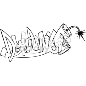 A dynamic graffiti-style illustration featuring the word 'Dynamite' with an angry, anthropomorphic dynamite stick with a lit fuse integrated into the design.