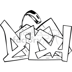 Black and white clipart image of graffiti style text saying "dash" with a spray paint can.