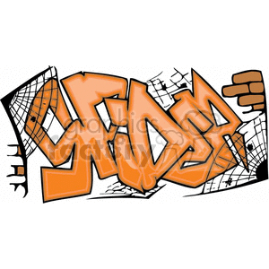 A graffiti-style clipart image with the word 'SPIDER' in bold, orange letters. The background features spider webs and partial brick wall designs, giving an urban and edgy theme.