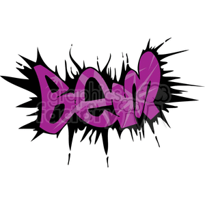 Clipart image of the name 'Bem' in graffiti style with a purple fill and a black spiky background.