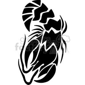 A black and white tribal-style scorpion illustration, representing the Scorpio zodiac sign in astrology and horoscopes.