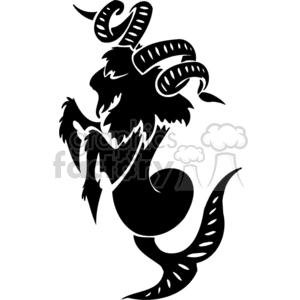 This clipart image features a stylized depiction of the Capricorn zodiac sign, characterized by a goat with a fish tail.