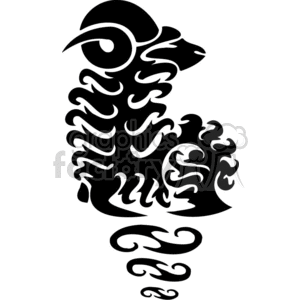 Clipart image featuring an artistic, tribal-style representation of the Aries zodiac sign symbol, depicted as a stylized ram.