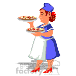 Waitress serving pizza