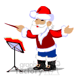 Santa being a conducting an orchestra.