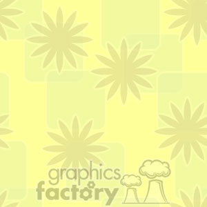 A seamless pattern with light green floral motifs and overlapping translucent squares on a yellow background.