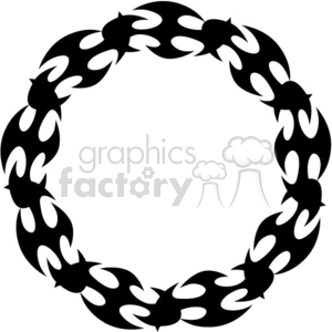 A circular, tribal-style black and white frame or border clipart.