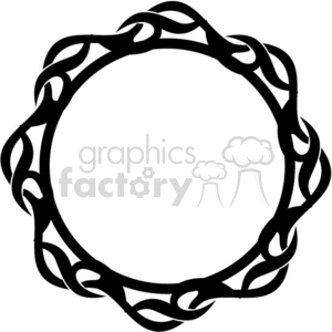 A circular black tribal pattern frame with interlocking loops.