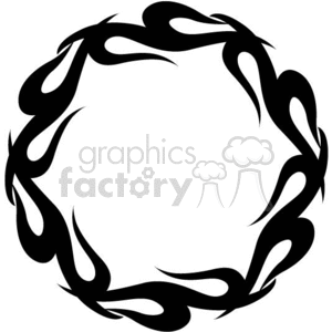 Black tribal flame circle design in clipart style