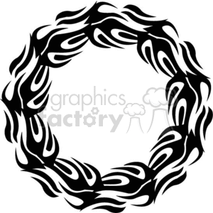 Black tribal flame circular design tattoo style clipart.