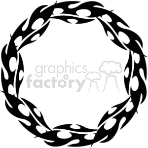 A circle-shaped tribal tattoo design featuring flame-like patterns.