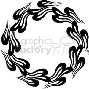 A circular pattern of black and white stylized heart shapes, forming a decorative frame.