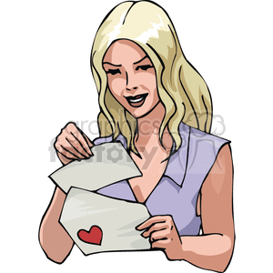 Charming Blonde Woman with Valentine Card