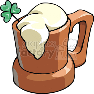 A Mug of Beer with a Green Three Leaf Clover in it