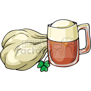 A Handled Mug of Irish beer and a Three Leaf Clover