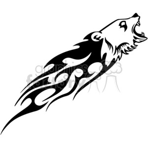 This clipart image features a stylized, tribal-inspired design of a roaring bear head with flames trailing behind it, creating a bold and dynamic effect.