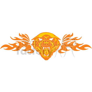 This clipart image features an orange, stylized illustration of an aggressive bear head with flames radiating from both sides.