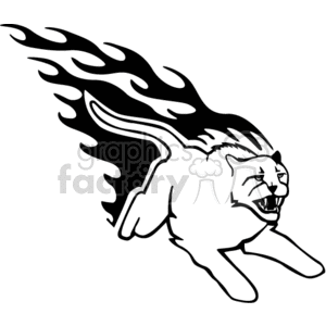 A clipart image of a running cat with flame-like designs trailing behind it, suggesting speed and intensity.