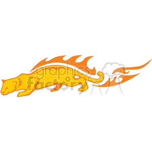 A clipart image of a stylized yellow and orange crouching tiger with a flame-like design on its back.