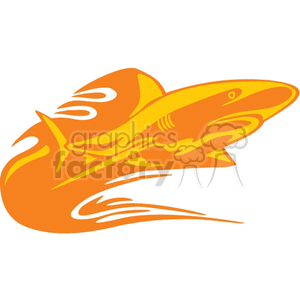 A vibrant orange and yellow clipart illustration of a shark, designed with dynamic lines giving an impression of speed or motion.