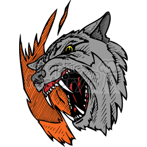 Aggressive Wolf Head for Tattoo and Vinyl Decal Designs