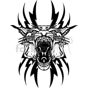 Tribal Tiger Tattoo Design Vector Illustration - Black and White