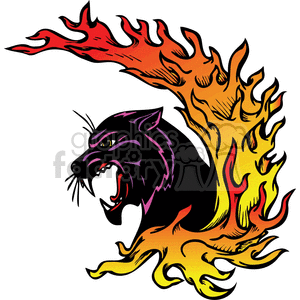 Fiery Panther Vinyl-Ready Cutter Design - Wild Predator Flame Tattoo Template