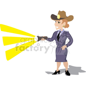 Woman ranger searching with flashlight