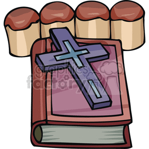 Easter Bible and Cross with Cakes