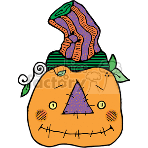 Whimsical pumpkin wearing a hat