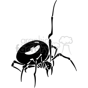 This is a black and white clipart image of a spider, designed in a style that is suitable for vinyl cutting. The spider depicted is stylized but resembles a black widow, known for its characteristic markings and reputation as a dangerous and poisonous species. The image represents a spider in a simple graphic form which can be used for Halloween or spooky-themed decorations and designs.