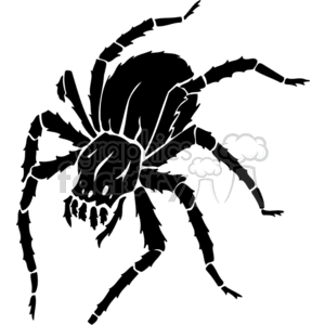 The clipart image shows a stylized black silhouette of a spider, which is designed in a way that makes it suitable for cutting out with a vinyl cutter. This image can be used for Halloween-themed decorations, designs, and crafts due to its spooky and scary appearance.