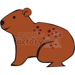 This clipart image features a simplified, stylized depiction of a wombat. The wombat in the image is brown with darker spots on its back.