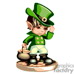   The image depicts a cartoon of a leprechaun, a mythical creature commonly associated with Irish folklore and St. Patrick