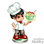   The clipart image features an animated chef holding a plate of spaghetti bolognese. The chef is wearing a white chef