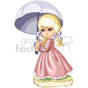 A Little Blonde Girl Holding a Purple Umbrella 