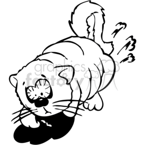 The clipart image shows a cartoon cat in motion, looking like it is vigorously digging or scratching, with lines to indicate movement. The cat appears to be lively or engaged in playful activity.