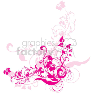 Elegant floral clipart illustration with pink intricate swirls and flower motifs.