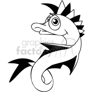 Cartoon Eel Illustration in Black and White