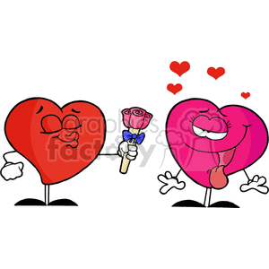 Romantic Cartoon Hearts with Flower