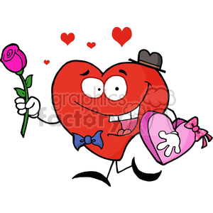 Valentine's Day Cartoon Heart with Rose and Gift